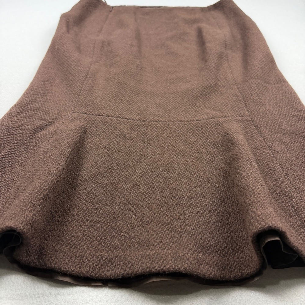 Lauren Ralph Lauren Womens 12 Brown Wool Blend Tweed Mermaid Trumpet Midi Skirt - Picture 6 of 9